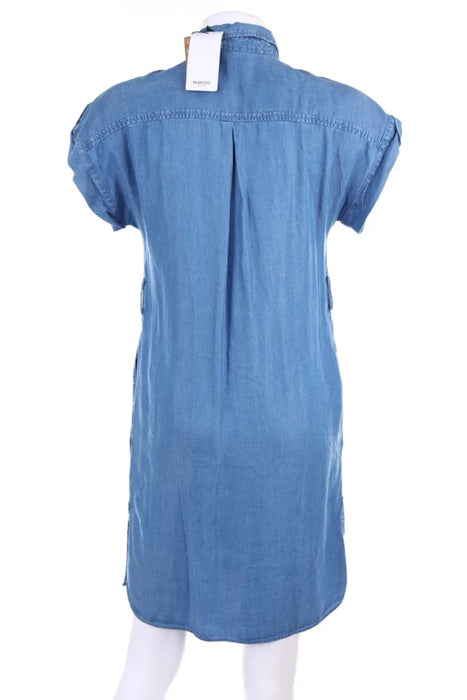 Women‘s Plus Size Curve Denim Dress Casual Dress Solid Color Midi Dress Short Sleeve