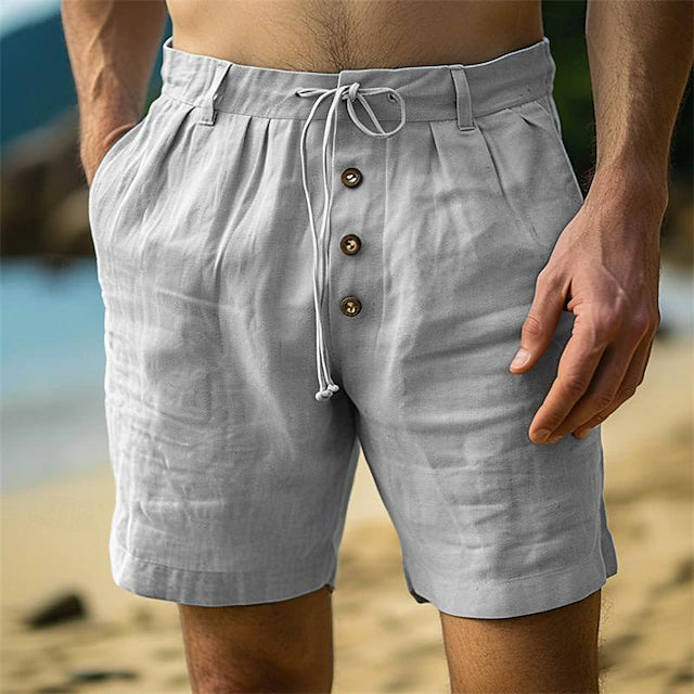 Men's Shorts Linen Shorts Summer Shorts Button Pocket Drawstring