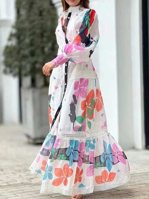 Women's Long Dress Maxi Dress Casual Dress Random Print Dress Spring Dress Floral Fashion