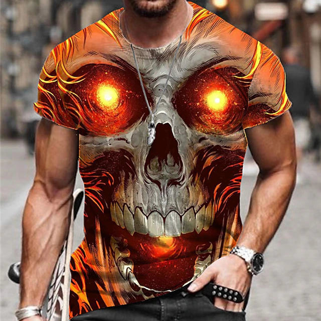 Men's Unisex T shirt Tee Halloween Shirt Skull Graphic Prints Crew Neck