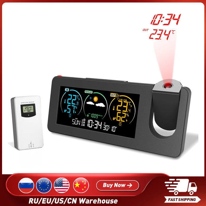 Electronic Projection Clock Perpetual Calendar Weather Station Weather Forecast Temperature And humidity