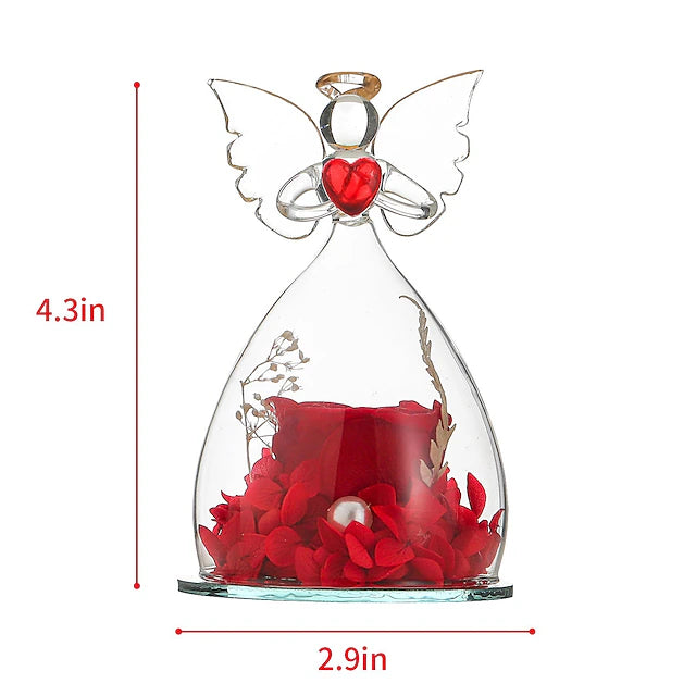 Women's Day Gifts Festival Angel Eternal Flower Glass Cover Rose Decoration Valentine's Day