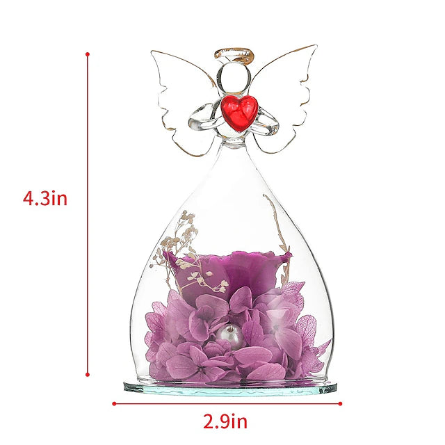 Women's Day Gifts Festival Angel Eternal Flower Glass Cover Rose Decoration Valentine's Day