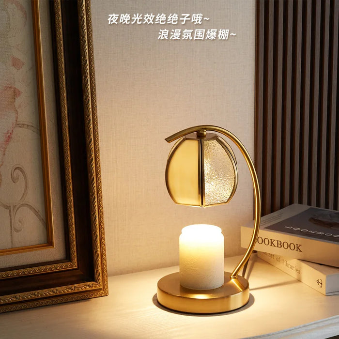 Fireless aromatherapy furnace copper glass aromatherapy melting wax lamp candle