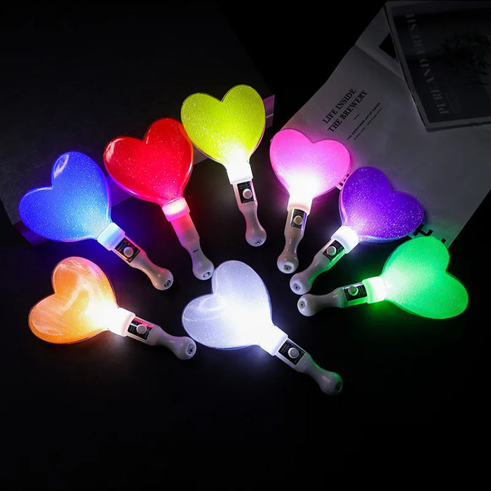 3PCS Flashing Lights Up Glow Sticks Magic Love Heart Wand Glow Party Supplies Concert Xmas