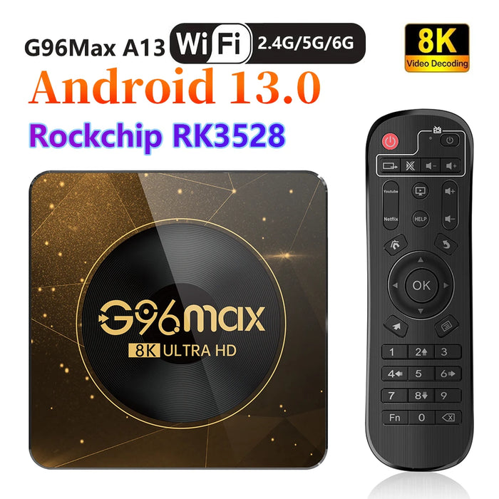G96 MAX A13 Smart TV Box Android 13 Rockchip RK3528 8K 2.4G/5G WiFi BT5.0 Media Player
