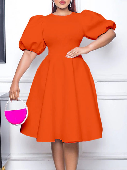Women's Party Dress Cocktail Dress Ruched Crew Neck Short Sleeve Midi Dress
