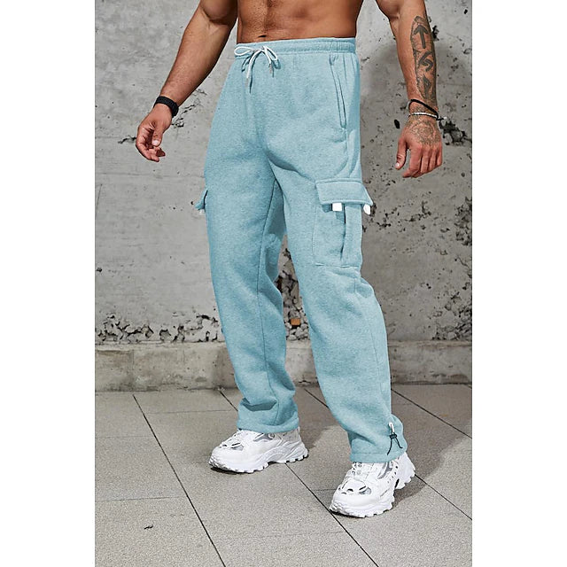 Men's Cargo Pants Sweatpants Chinos Pocket Straight Leg Elastic Cuff