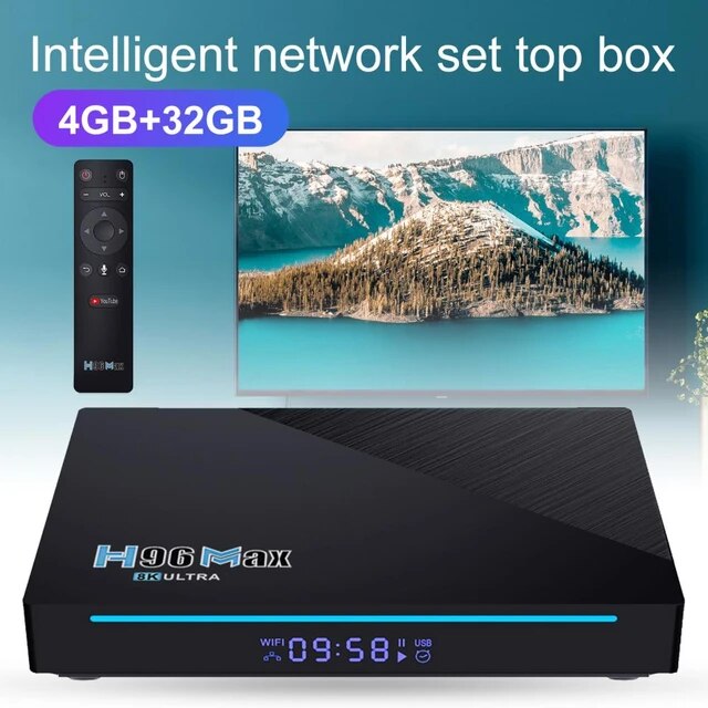Smart TV Box H96 MAX RK3566 Quad Core Android 11.0 8GB RAM 128GB ROM 1080p 8K with Dual Wi-Fi 2.4G/5.0G