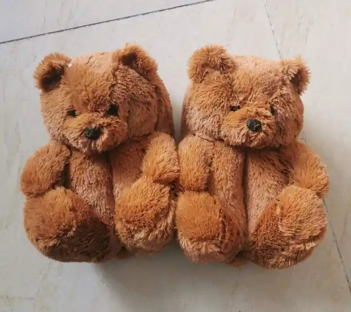 Children's Teddy Bear Slippers Plush Cotton Shoes Home Bedroom