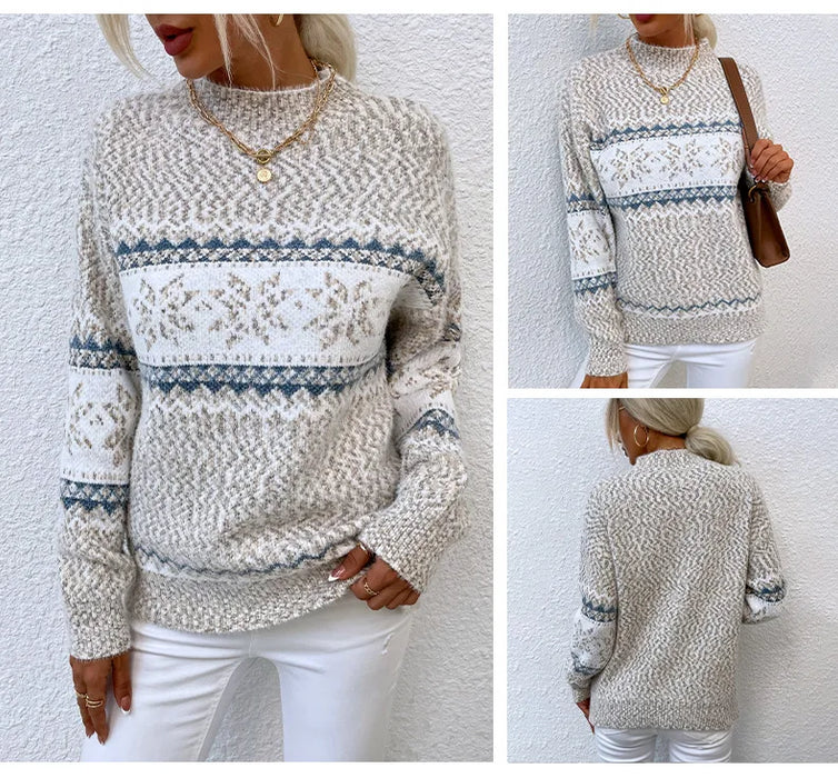 Women's Pullover Sweater Jumper Turtleneck Ribbed Knit Acrylic Knitted Fall Winter Christmas Daily Xmas