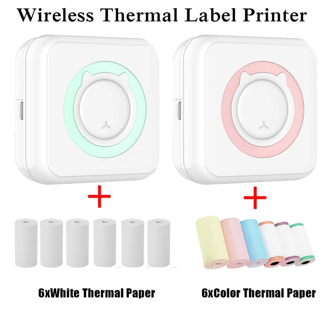 Mini Portable Thermal Printer Bluetooth Connection For Mobile Phone Student Wireless Printer