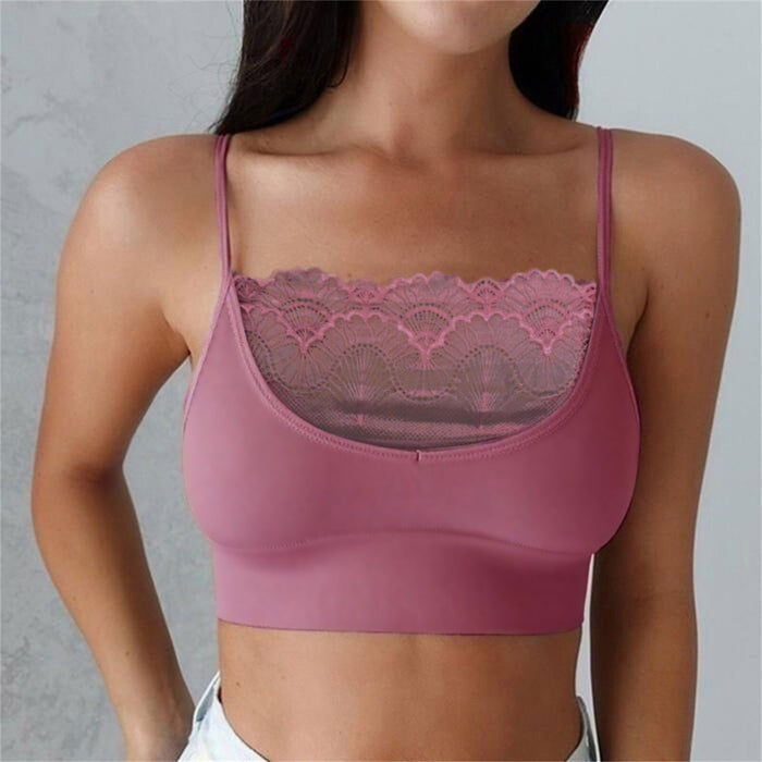 Women's Wireless Bras Sports Bras Fixed Straps 3/4 Cup Scoop Neck Breathable Lace Pure Color