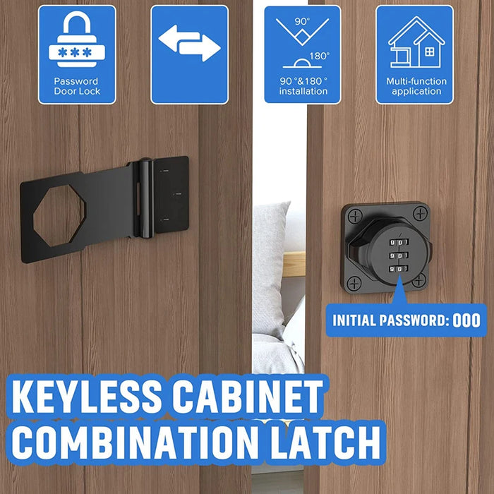 Anti-Theft Household Cabinet Password Hasp Locks, Combination Door Lock, Combination Latches