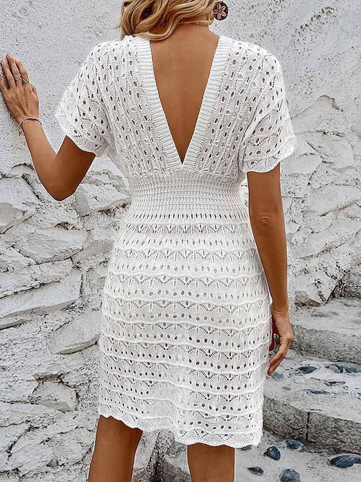 Women's White Dress Mini Dress Backless Cut Out Vacation Beach