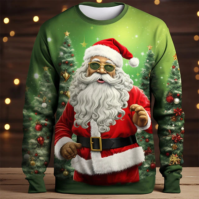 Christmas Men's Graphic Santa Claus T shirt Long Sleeve T shirt 3D Print