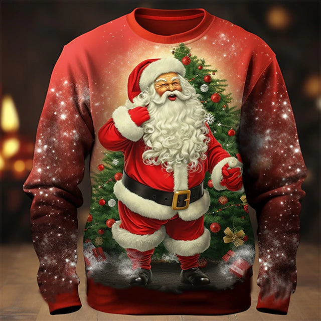 Christmas Men's Graphic Santa Claus T shirt Long Sleeve T shirt 3D Print