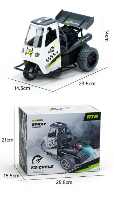 Cross Border 116 Tricycle Spray Remote Control Vehicle Drift Off-road Vehicle Children's Toy Car Remote Control Tricycle