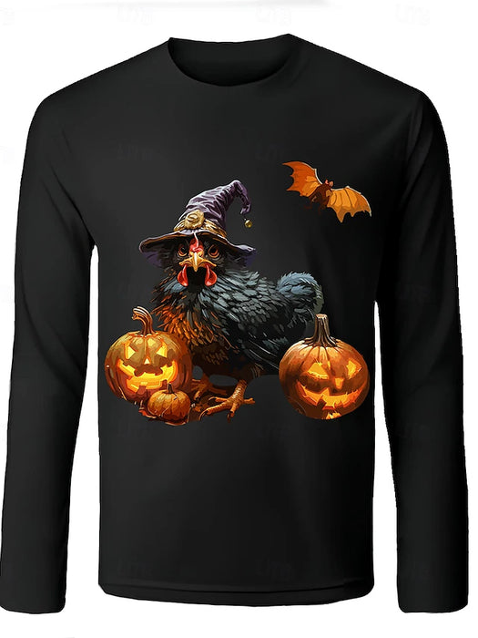 Men's Halloween Shirt Graphic Tee Funny T Shirts Casual Style Classic Style Pumpkin Rooster