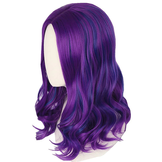 Purple Mixed Blue Wigs for Kids Girls Mal wig Halloween Costume Cosplay Wig