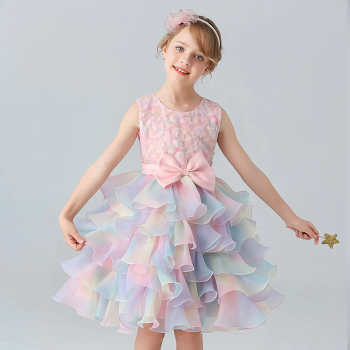 Kids Girls' Party Dress Graphic Gradient Long Sleeve Performance Pegeant Princess