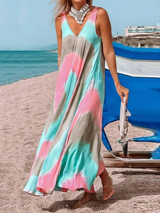 Women's Cotton Casual Dress Tank Dress Beach Dress Tie Dye