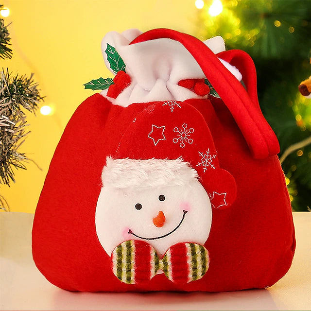 Christmas Gift Bags Flannelette Candy Bags Gift Decorations Santa Snowman