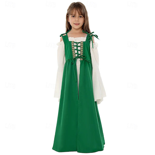 Retro Vintage Medieval Renaissance Prom Dress Irish Elven Girls' Halloween