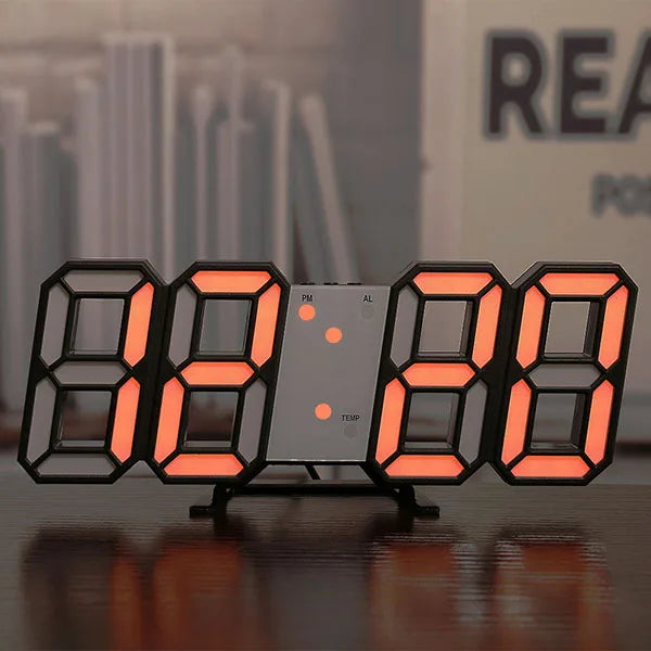 3D LED Digital Clock Alarm Nordic Wall Clocks Wall Deco Glowing Night Mode Adjustable Electronic Table Clock