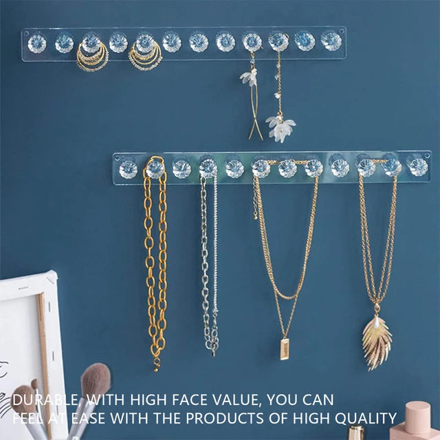 1pc Jewelry Storage Rack Wall Mounted Jewelry Stand Organizer, Acrylic Necklace Hanger,