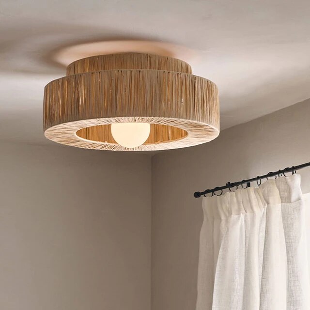 LED Ceiling Light Rattan 45/55cm Design Luxurious Modern Style Dining Room Bedroom Pendant Lamps 110-240V