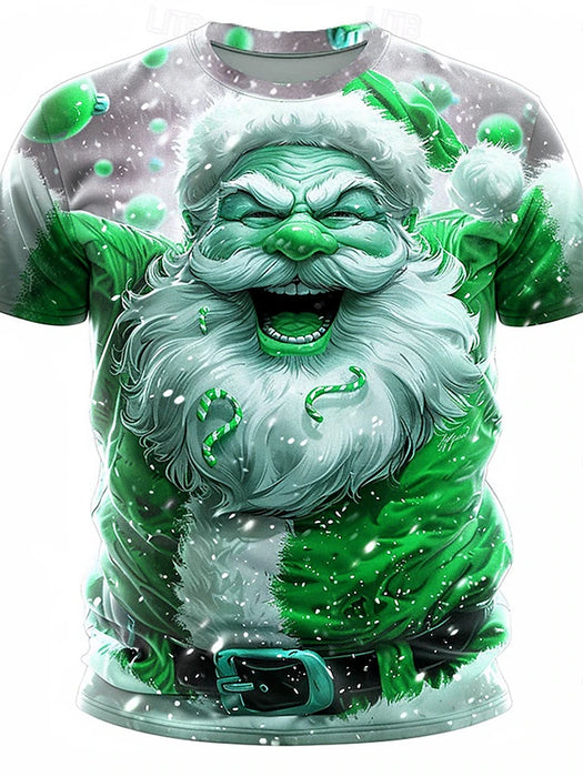 Christmas Men's Santa Claus 3D T-shirts Santa Claus Fashion Athleisure 3D Print Tee