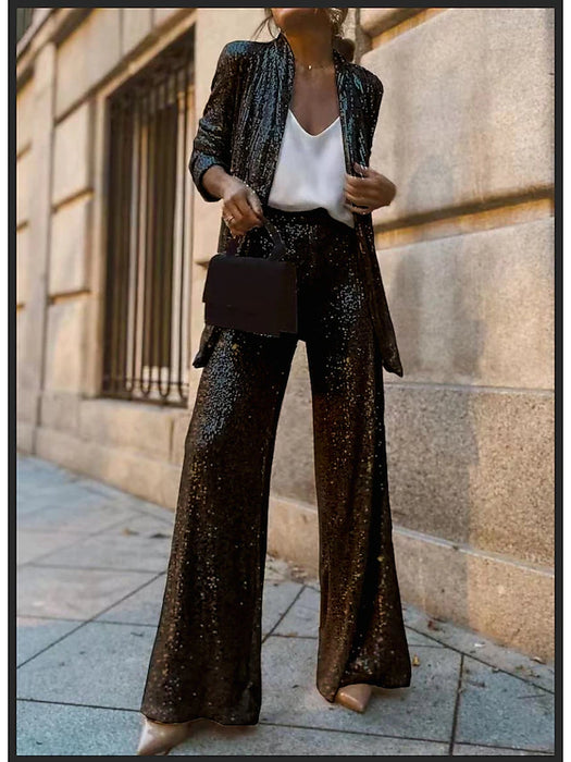 Women's Blazer Formal Sequin Plain Comfortable Fashion Loose Fit