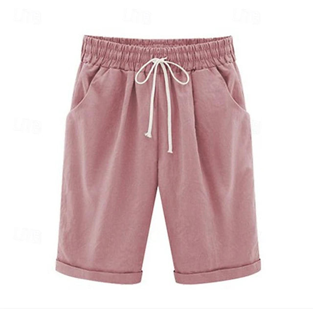 Women's Shorts Cotton Side Pockets Short White Summer