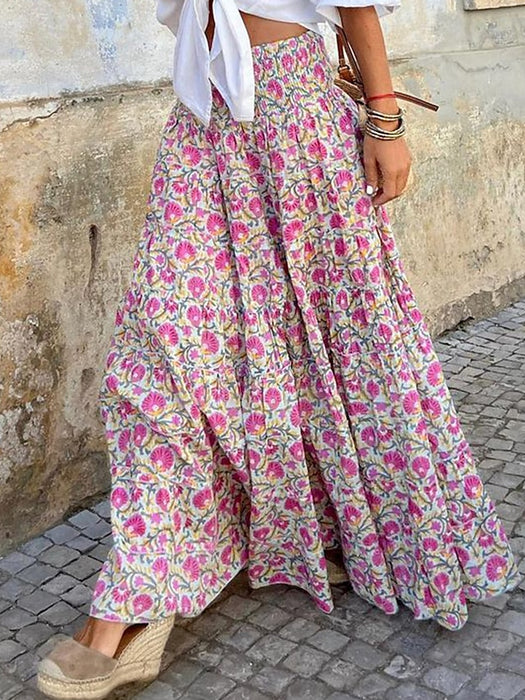 Women's Swing Long Skirt Bohemia Maxi Skirts Print Floral Street Vacation Spring & Summer
