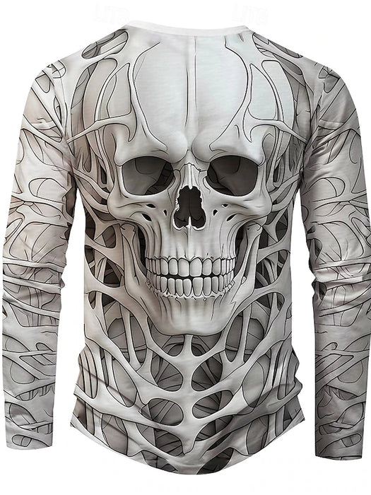 Skulls Fashion Daily Men's 3D Printing Henley Shirt Party Street Daily