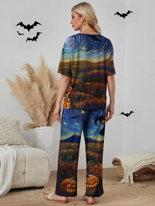 Women's Pajama Set 2 Pieces Halloween Comfort Home Polyester