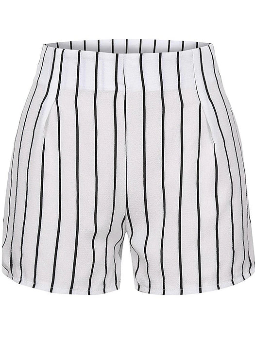 Women's Shorts Polyester Pocket Print High Waist Short Black Summer