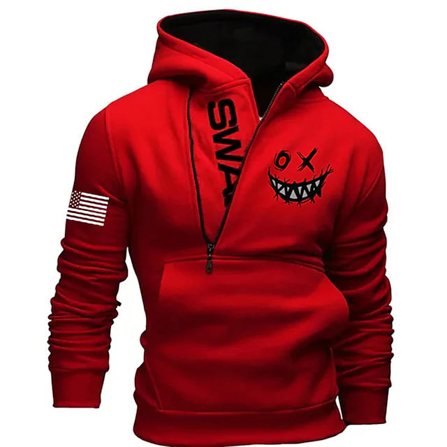 Swag Mens Graphic Hoodie Prints Face National Flag Fashion Daily Casual Zip