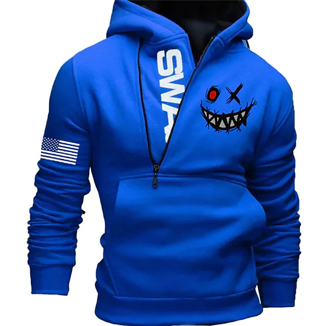 Swag Mens Graphic Hoodie Prints Face National Flag Fashion Daily Casual Zip