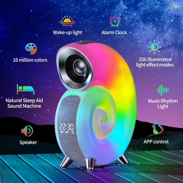 Conch Smart Night Lamp Alarm Clock RGB Colorful Music Light Creative Bluetooth Audio APP Control