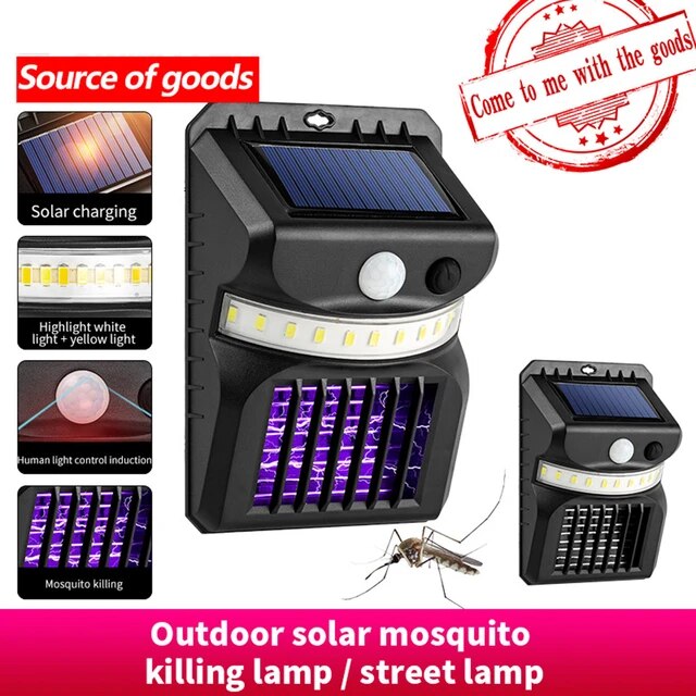 Bug Zapper Outdoor Solar Anti Mosquito Wall Lamp Multi-functional LED Outdoor