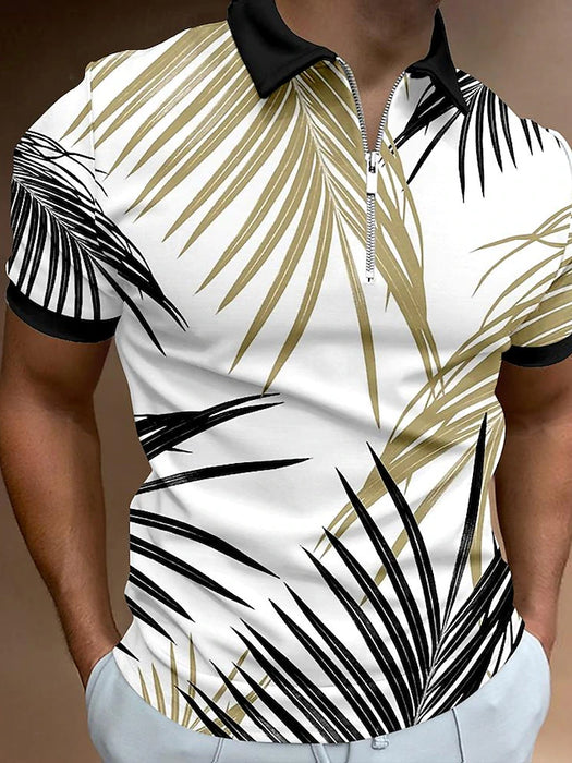Tropical Palm Leaf Men's Casual 3D Print Golf Polo Party Outdoor