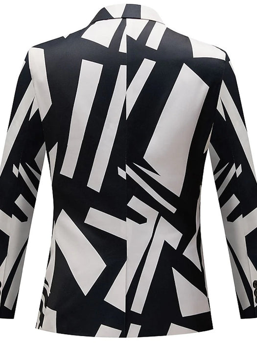 Men's Casual Party Blazer Regular Regular Fit Print White+Black 2024