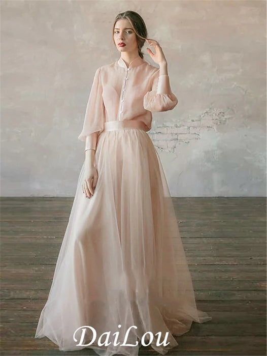 Two Piece Empire Minimalist Wedding Guest Formal Evening Birthday Dress