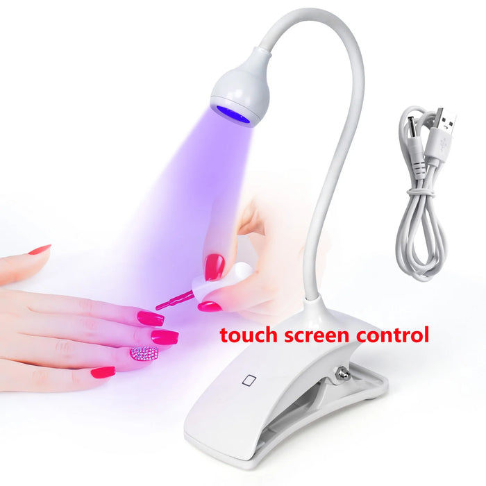 Mini UV Led Nail Lamp Ultraviolet Lights Dryer Ongles Lampe Flexible Clip-On Desk USB Gel