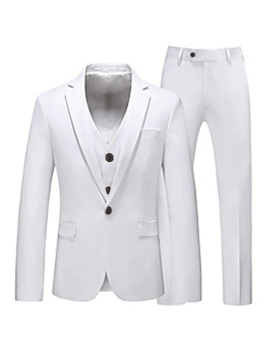 White Pink Red Men's Party Evening Homecoming Valentine's Day Suits Solid Colored 3 Piece Tailored Fit Single Breasted One-button 2024