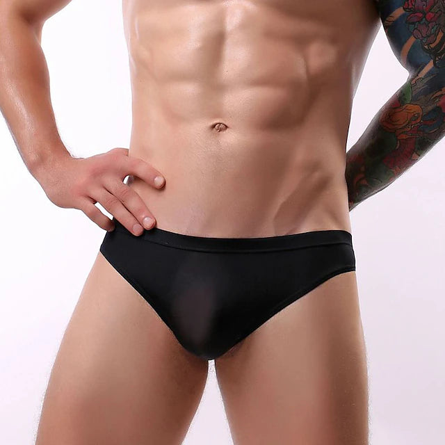 Men's 3 Pack Briefs Basic Polyester Pure Color Low Waist Black White