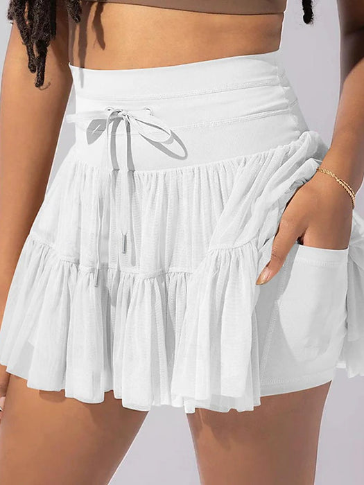 Women's Skirt A Line Mini Skirts Ruffle Solid Colored Casual