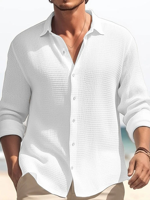 Men's Shirt Button Up Shirt Casual Shirt Summer Shirt Waffle Shirt